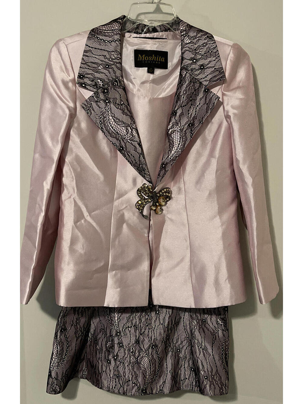 Moshita Couture Womens Size 12, Pink, 3 Piece Skirt Suit W/ Blazer & Tank! M1053